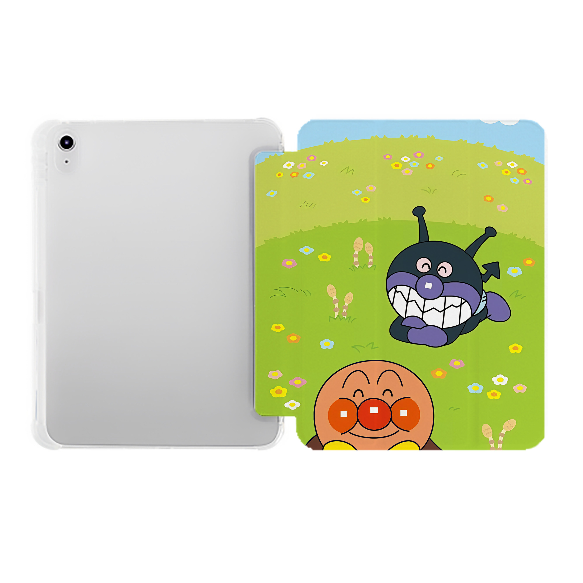 （画像用） アンパンマン Anpanman IPad ケース ペン収納付き 三つ折りスタンド PUレザー×シリコン 対応機種9.5/10.5/10.9インチ
